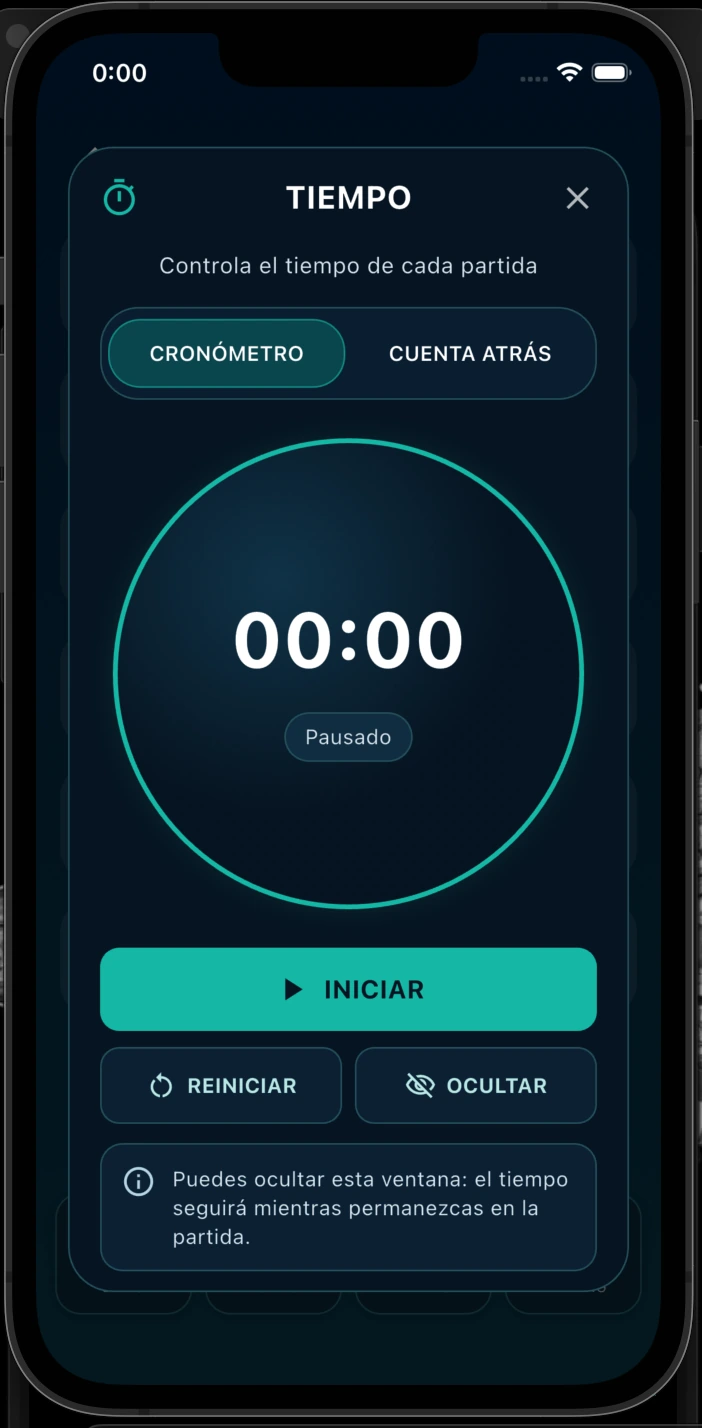 TOCKA Time tool with stopwatch, countdown and start, reset and hide controls